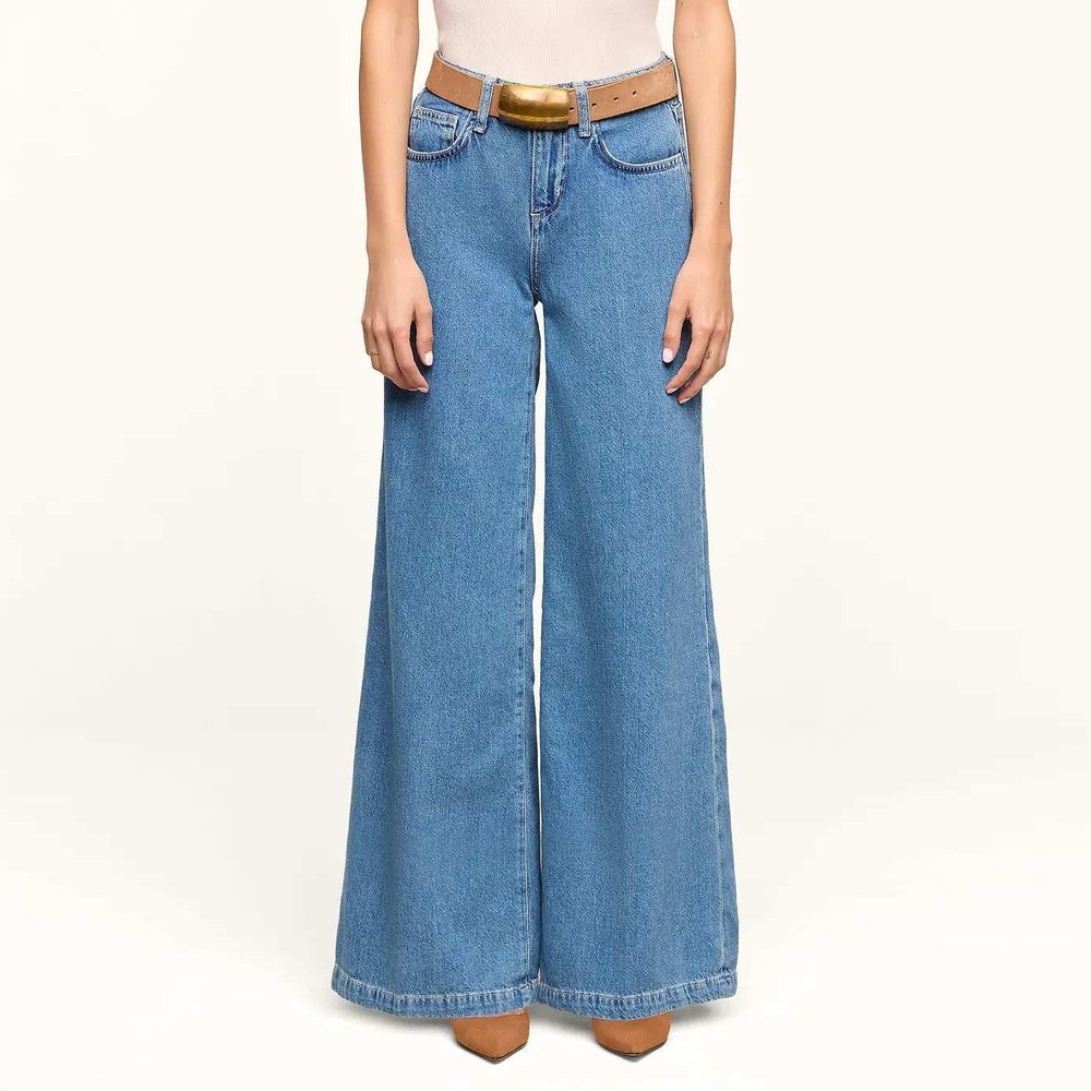L'agence Quincy Wide Leg Jeans US 26 High Rise Blue Denim Baggy Retro Boho
